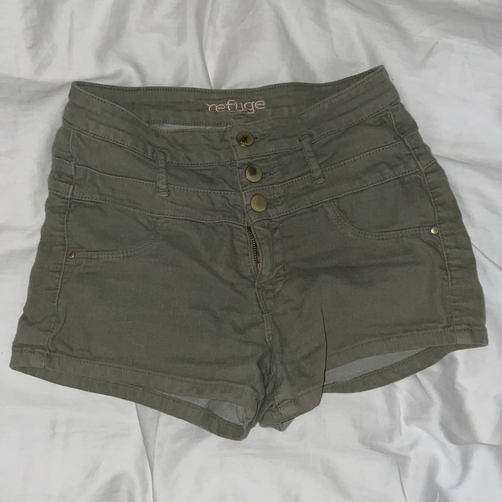 High rise green shorts